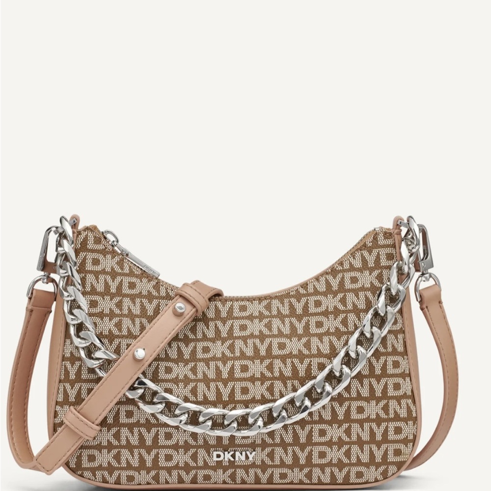 DKNY Tan and gold Chain Shoulder Bag